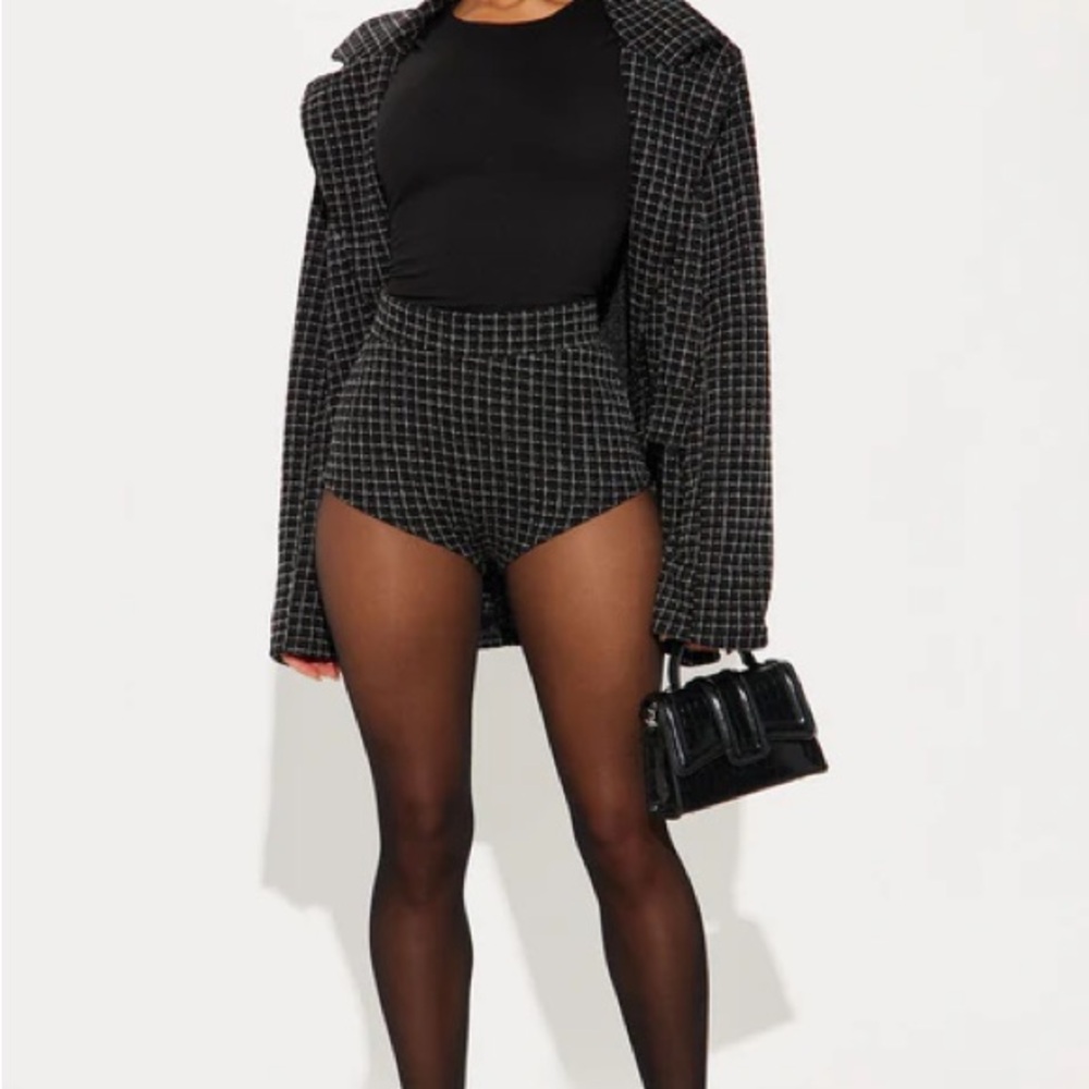 Black Checkered Women's Shorts